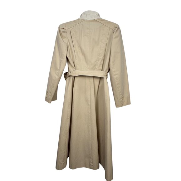 Vintage 70s-80s J. Gallery Beige Womens Long Trench Coat Size 11 Belted Button - Picture 4 of 11